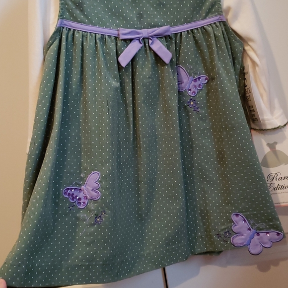 Rare Editions 2pc Green Corduroy Butterfly Dress - Picture 3 of 6